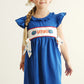 Blue gators embroidery girl dress
