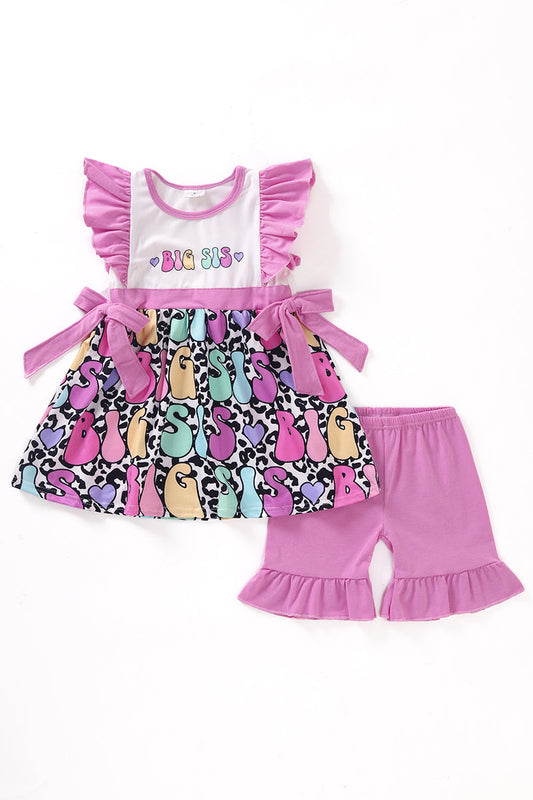 Pink BIG SIS leopard girl set