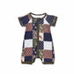 Camouflage plaid  reindeer print zipper romper