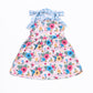 Blue floral print ruffle dress