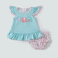 Mint marine  embroidery baby set