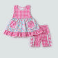 Pink plaid floral girl set