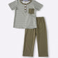 Green stripe boy set