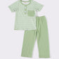 Green stripe boy pants set