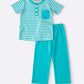 Teal stripe boy pants set