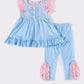 Blue princess ruffle dress set