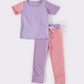 Purple color block girl pants set