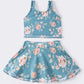 Teal floral print girl 2pc swimsuit