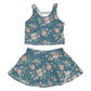 Teal floral print girl 2pc swimsuit