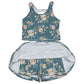 Teal floral print girl 2pc swimsuit