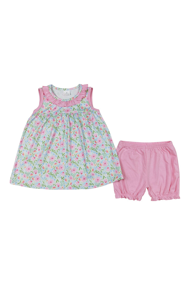 Pink floral print girl set