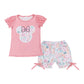 Pink character print girl shorts set