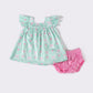 Green bow tie ruffle baby set