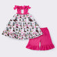 Purple boots ruffle shorts set