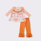 Orange stripe leopard ruffle set