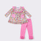 Pink floral ruffle girl set