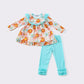 Orange floral ruffle girl set