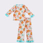 Orange floral ruffle girl pajamas set