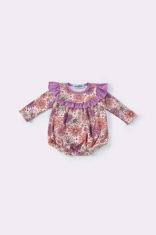 Purple floral ruffle girl bubble