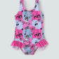 Pink music fan plaid girl swimsuit