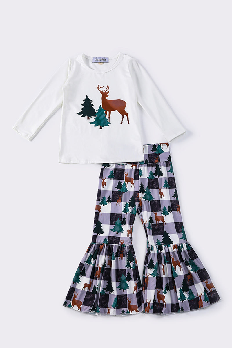 White christmas tree deer girl set