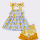 Yellow lemon strap girl ruffle set