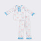 Pink floral bow ruffle pajamas set