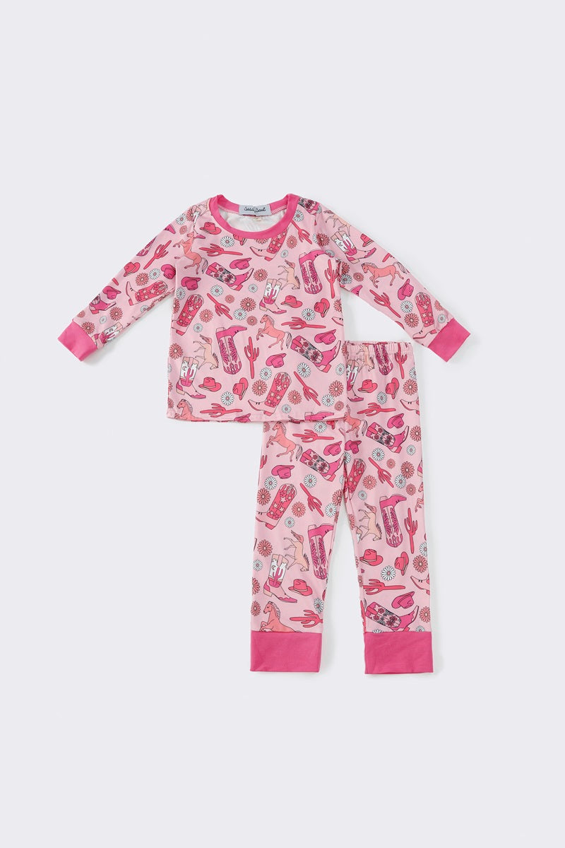 Magenta western girl pajamas set