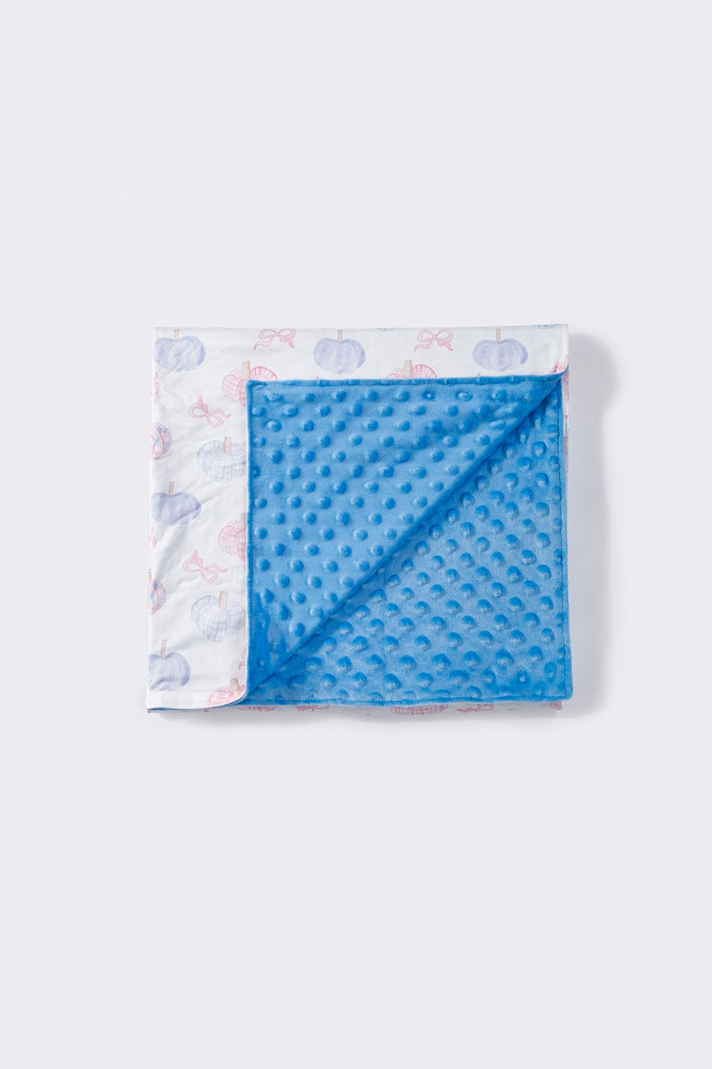 Blue pumpkin print baby blanket