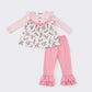 Pink boots stripe ruffle set