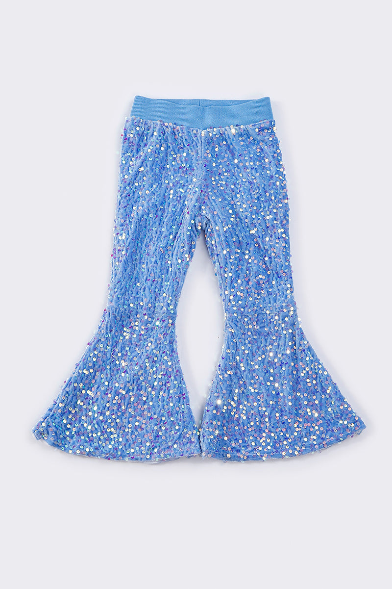 Blue sequin bell pants