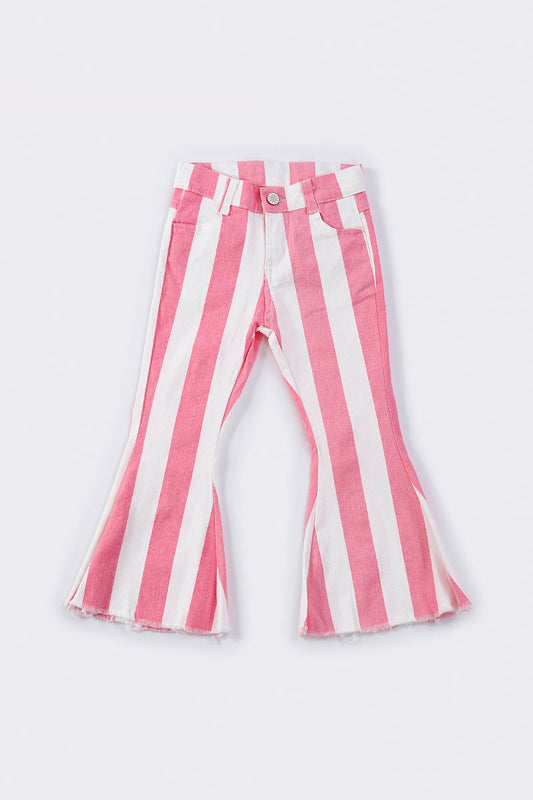 Pink stripe bell denim jeans