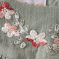 Sage floral embroidery ruffle linen girl bubble