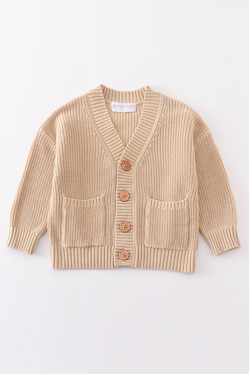 Apricot pocket cardigan sweater