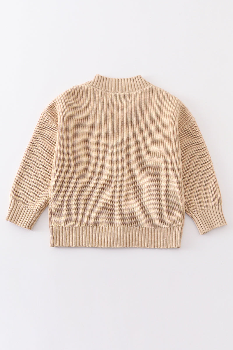 Apricot pocket cardigan sweater