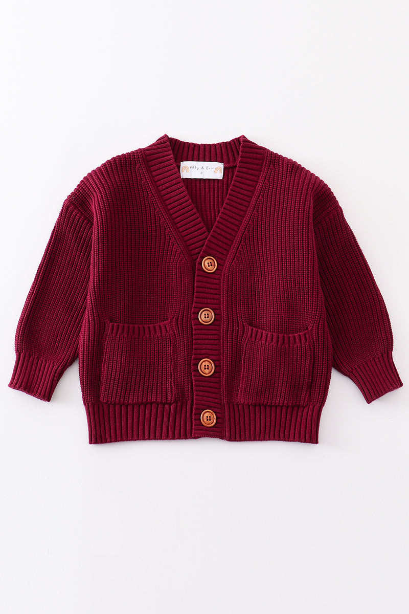 Maroon pocket cardigan sweater