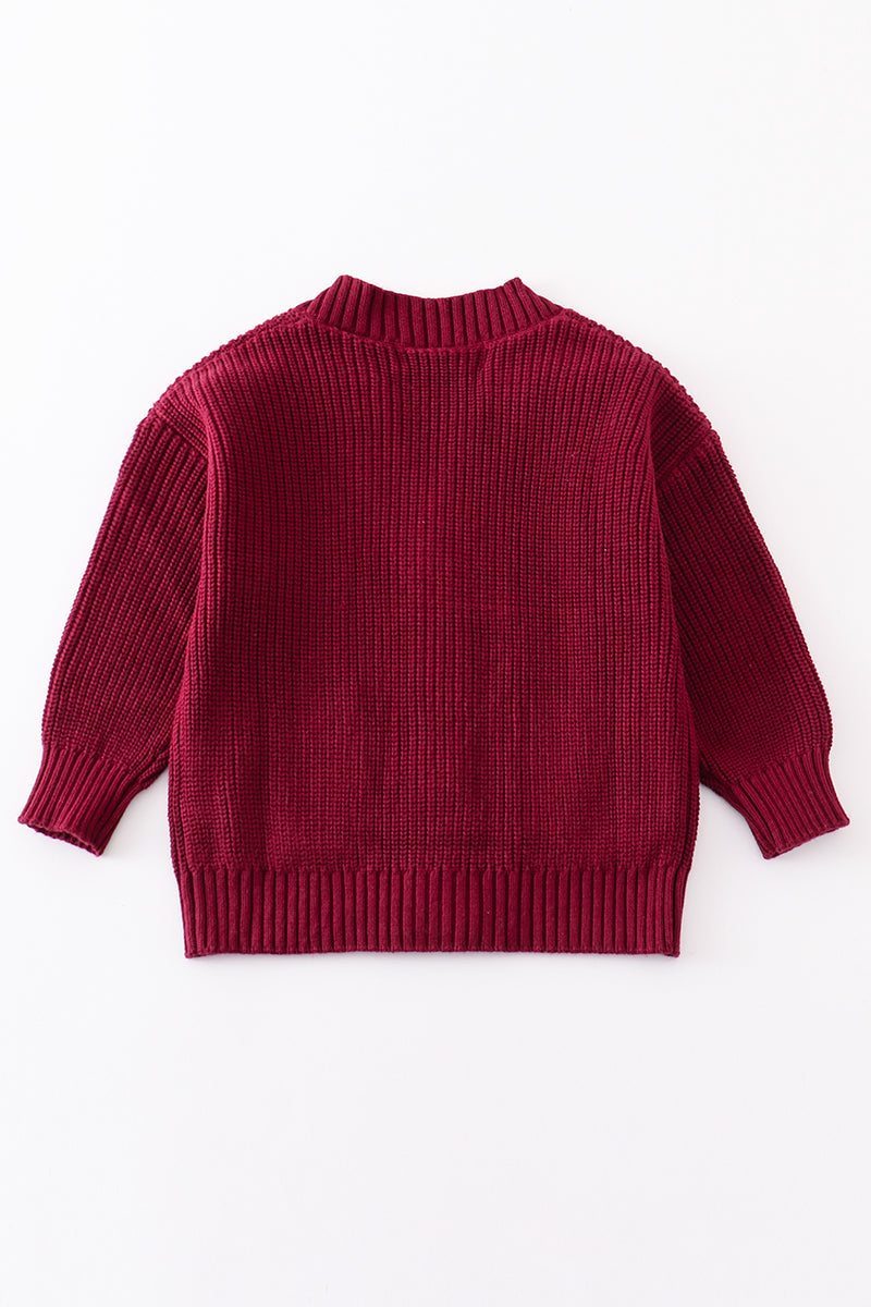 Maroon pocket cardigan sweater