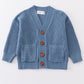 Blue pocket cardigan sweater