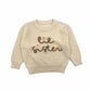 Beige lil sister hand-embroidered pullover sweater