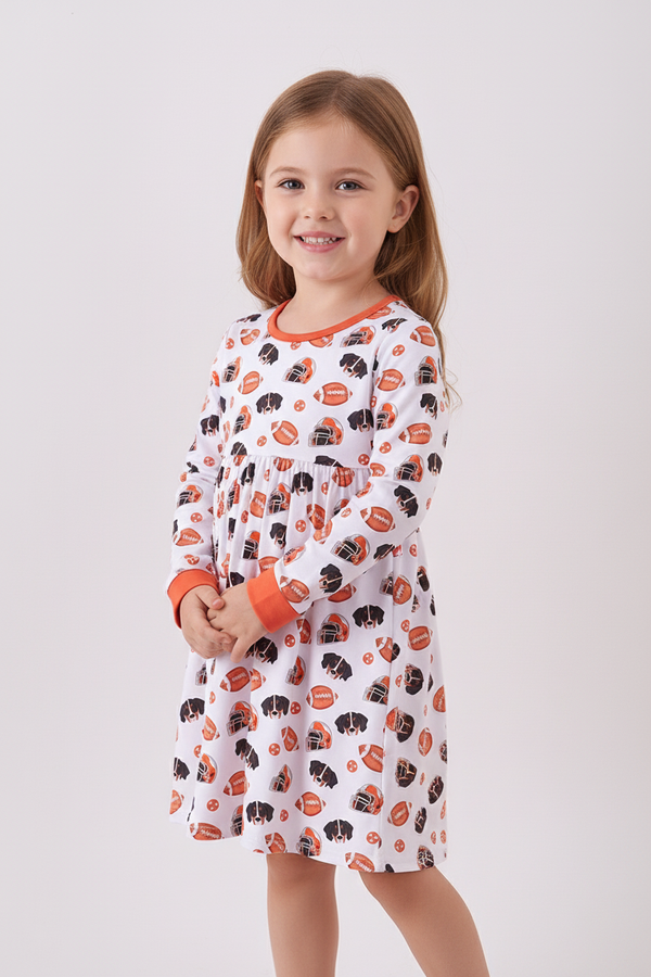 Premium orange tennessee print bamboo dress