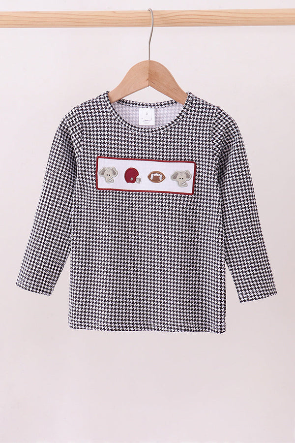 Premium Black Alabama elephant embroidery top