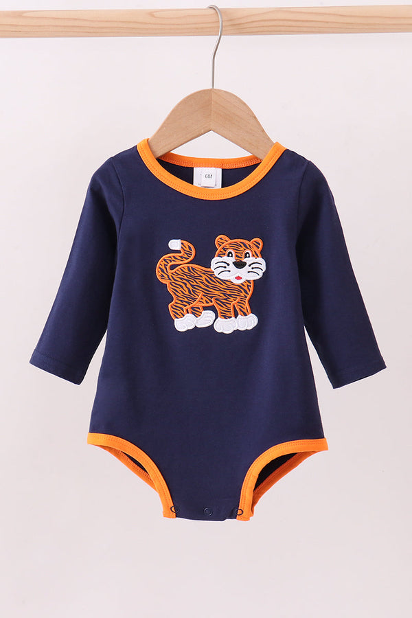 Premium Navy Auburn tiger applique bubble