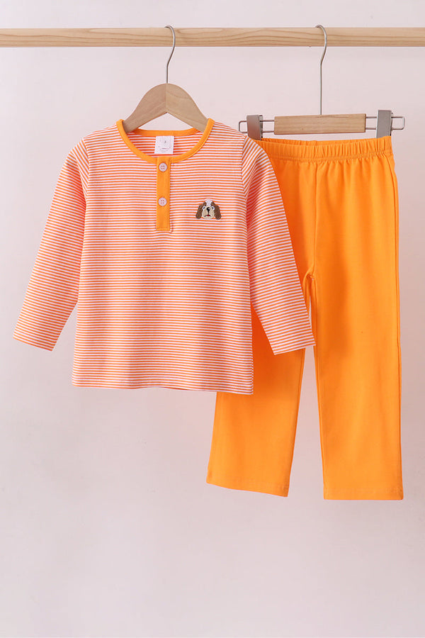 Premium Orange Tennessee puppy stripe pants set
