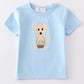 Premium Blue dog applique boy top