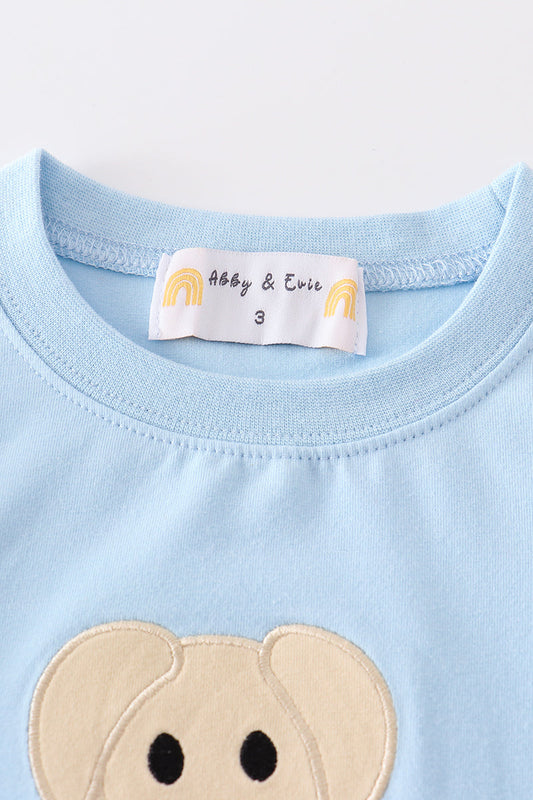 Premium Blue dog applique boy top