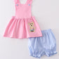 Premium Pink dog applique girl set