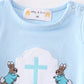 Premium Blue easter cross embroidery boy bubble