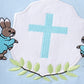 Premium Blue easter cross embroidery boy bubble