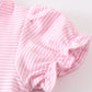 Premium Pink & white stripe ruffle top