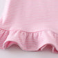 Premium Pink & white stripe ruffle top